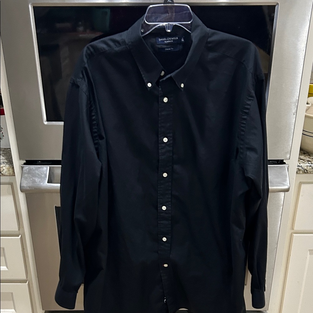 David Donahue Men's Classic Black Button-Down Shirt 2X Big